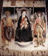 Lorenzo Veneziano Madonna Enthroned with the Infant Christ, St Peter and St Michael oil painting artist